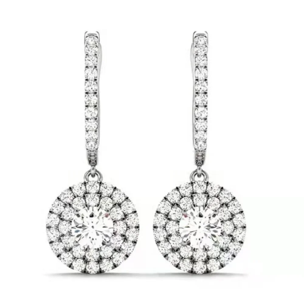 925 Silver Round Plated Cz Drop Earrings For Women Fb16fa1121 28$